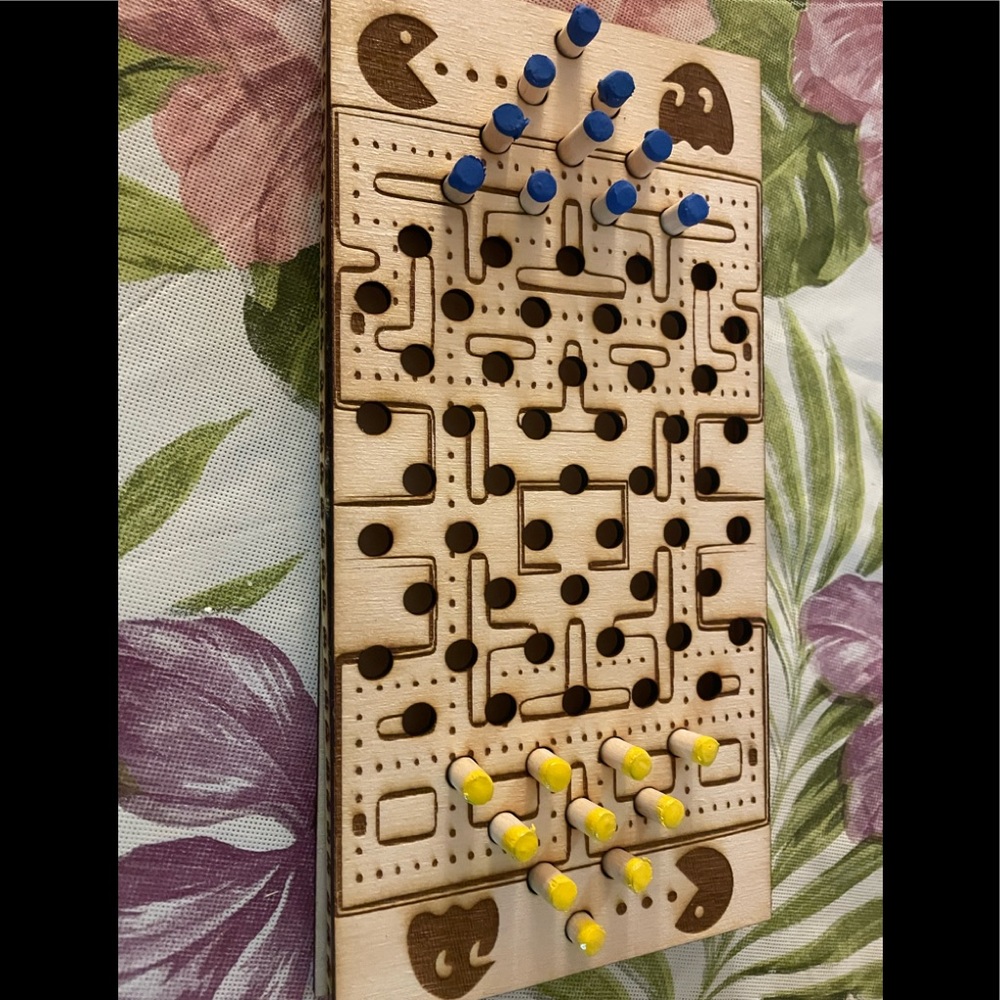 2 person, “PAC Man” themed Chinese checkers, Handmade 😊